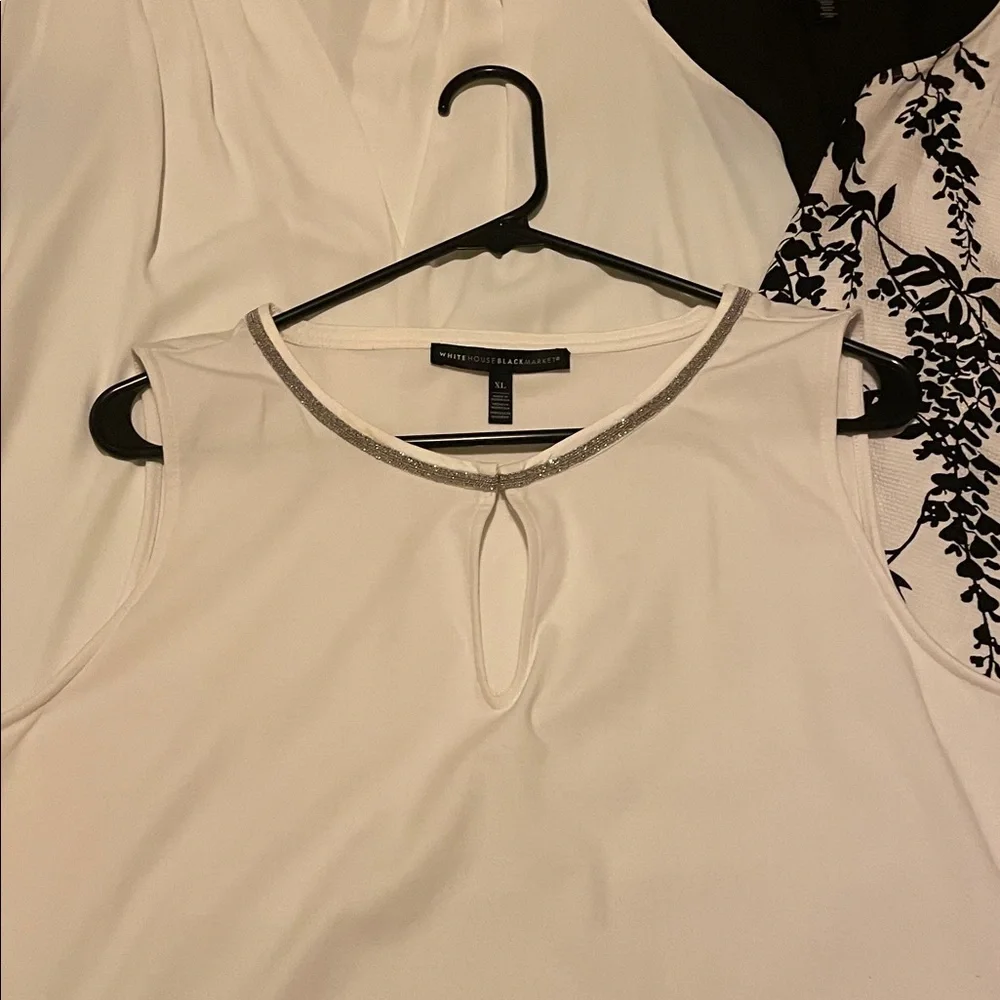 White House Black Market Women's Blouses - White and Black - Picture 2 of 12
